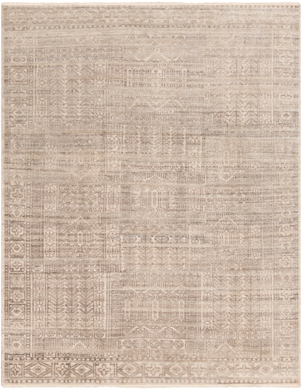 Nobility NBI-2301 Traditional Wool, Viscose Rug NBI2301-81012 Beige, Taupe, Dark Brown 65% Wool, 35% Viscose 8'10" x 12'