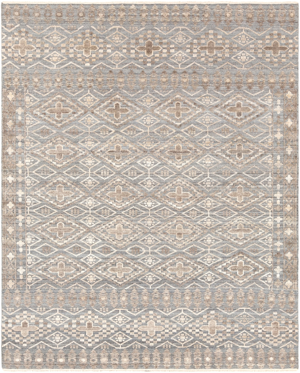 Nobility NBI-2304 Traditional Wool, Viscose Rug NBI2304-81012 Medium Gray, Khaki, Camel 65% Wool, 35% Viscose 8'10" x 12'