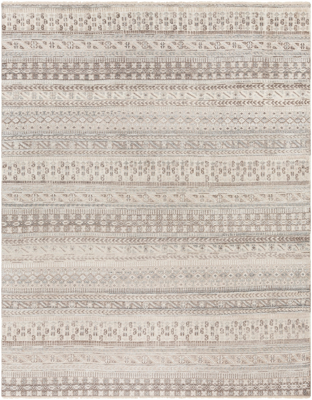 Nobility NBI-2305 Global Wool, Viscose Rug NBI2305-81012 Camel, Ivory, Light Gray, Dark Brown, Charcoal, White, Medium Gray 65% Wool, 35% Viscose 8'10" x 12'