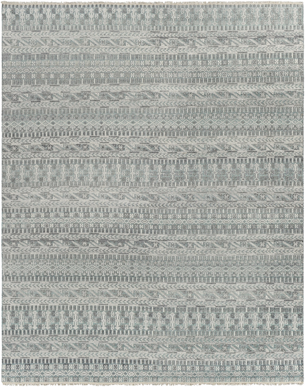 Nobility NBI-2306 Global Wool, Viscose Rug NBI2306-81012 Sage, Charcoal, Light Gray, Ivory 60% Wool, 40% Viscose 8'10" x 12'