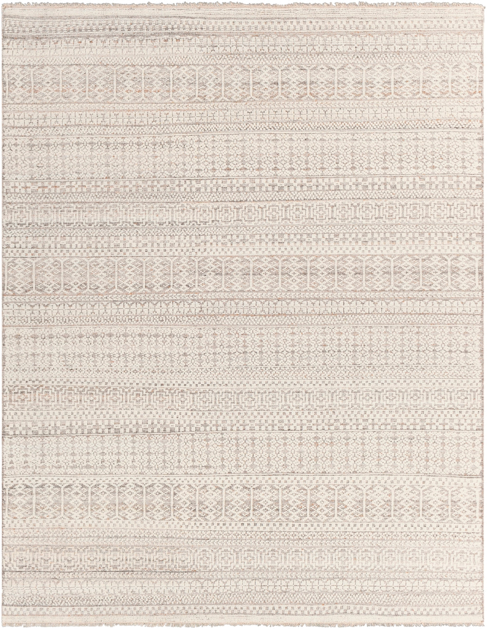 Nobility NBI-2307 Global Wool, Polyester, Viscose Rug NBI2307-81012 Charcoal, Camel, Light Gray, Ivory, Taupe 60% Wool, 20% Polyester, 20% Viscose 8'10" x 12'