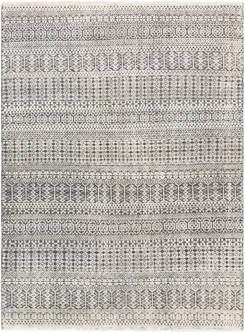 Nobility NBI-2308 Global Wool, Polyester, Viscose Rug NBI2308-81012 Sage, Ivory, Light Gray, Charcoal, Medium Gray 60% Wool, 20% Polyester, 20% Viscose 8'10" x 12'