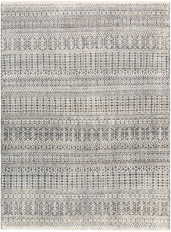 Nobility NBI-2308 Global Wool, Polyester, Viscose Rug NBI2308-81012 Sage, Ivory, Light Gray, Charcoal, Medium Gray 60% Wool, 20% Polyester, 20% Viscose 8'10" x 12'