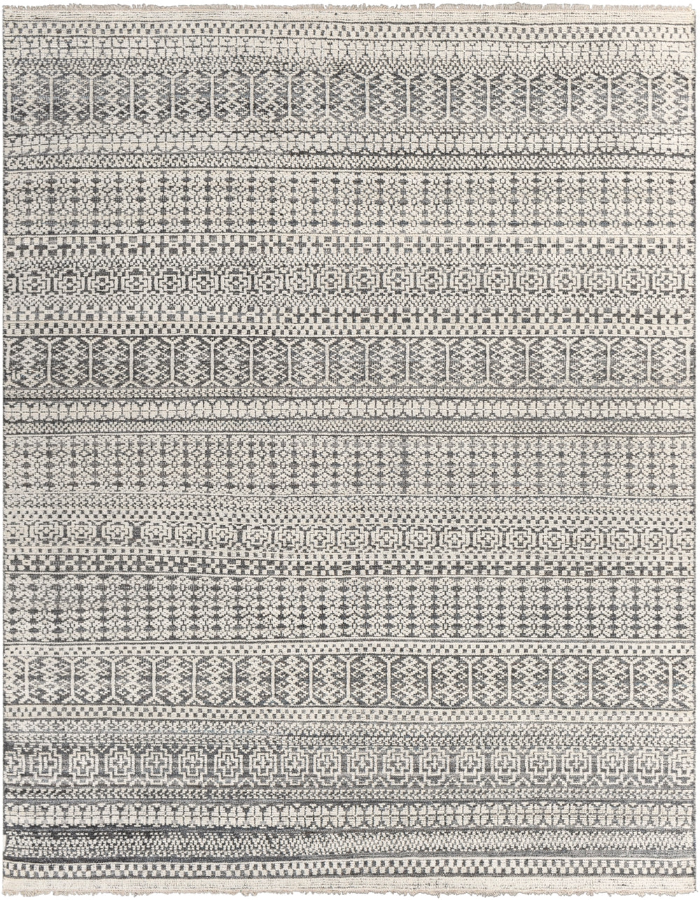 Nobility NBI-2308 Global Wool, Polyester, Viscose Rug NBI2308-81012 Sage, Ivory, Light Gray, Charcoal, Medium Gray 60% Wool, 20% Polyester, 20% Viscose 8'10" x 12'