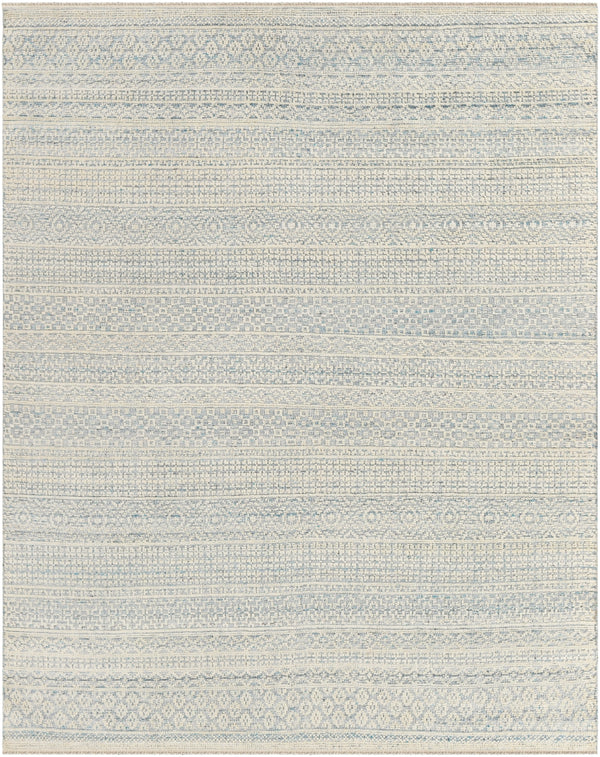 Nobility NBI-2309 Global Wool, Polyester, Viscose Rug NBI2309-810 Pale Blue, Teal, Dark Blue, Ivory, Taupe 60% Wool, 20% Polyester, 20% Viscose 8' x 10'