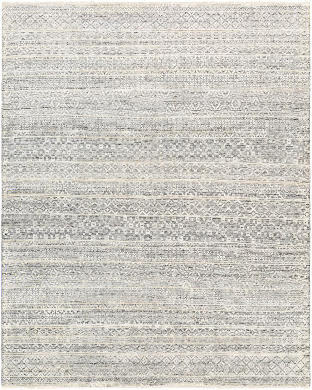 Nobility NBI-2310 Global Wool, Polyester, Viscose Rug NBI2310-81012 Light Gray, Cream, Medium Gray, Dark Blue 60% Wool, 20% Polyester, 20% Viscose 8'10" x 12'