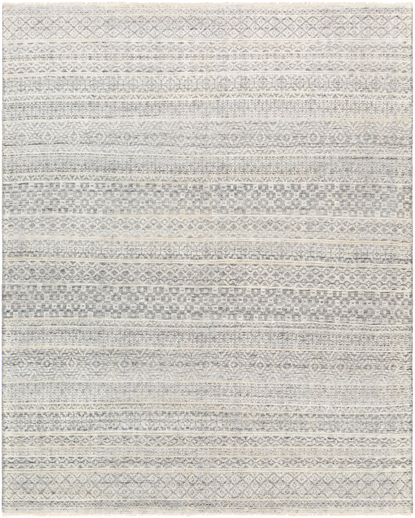 Nobility NBI-2310 Global Wool, Polyester, Viscose Rug NBI2310-81012 Light Gray, Cream, Medium Gray, Dark Blue 60% Wool, 20% Polyester, 20% Viscose 8'10" x 12'