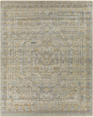 Nobility NBI-2314 Traditional Wool, Viscose Rug NBI2314-81012 Khaki, Charcoal, Medium Gray, Wheat, Light Gray 60% Wool, 40% Viscose 8'10" x 12'