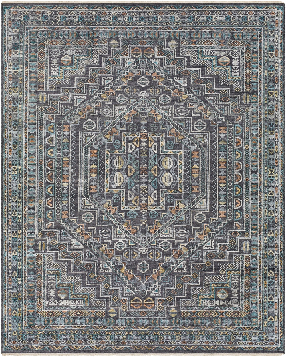 Nobility NBI-2315 Traditional Wool, Viscose Rug NBI2315-81012 Charcoal, Medium Gray, Light Gray, Wheat, Peach, Pale Blue, Cream 60% Wool, 40% Viscose 8'10" x 12'