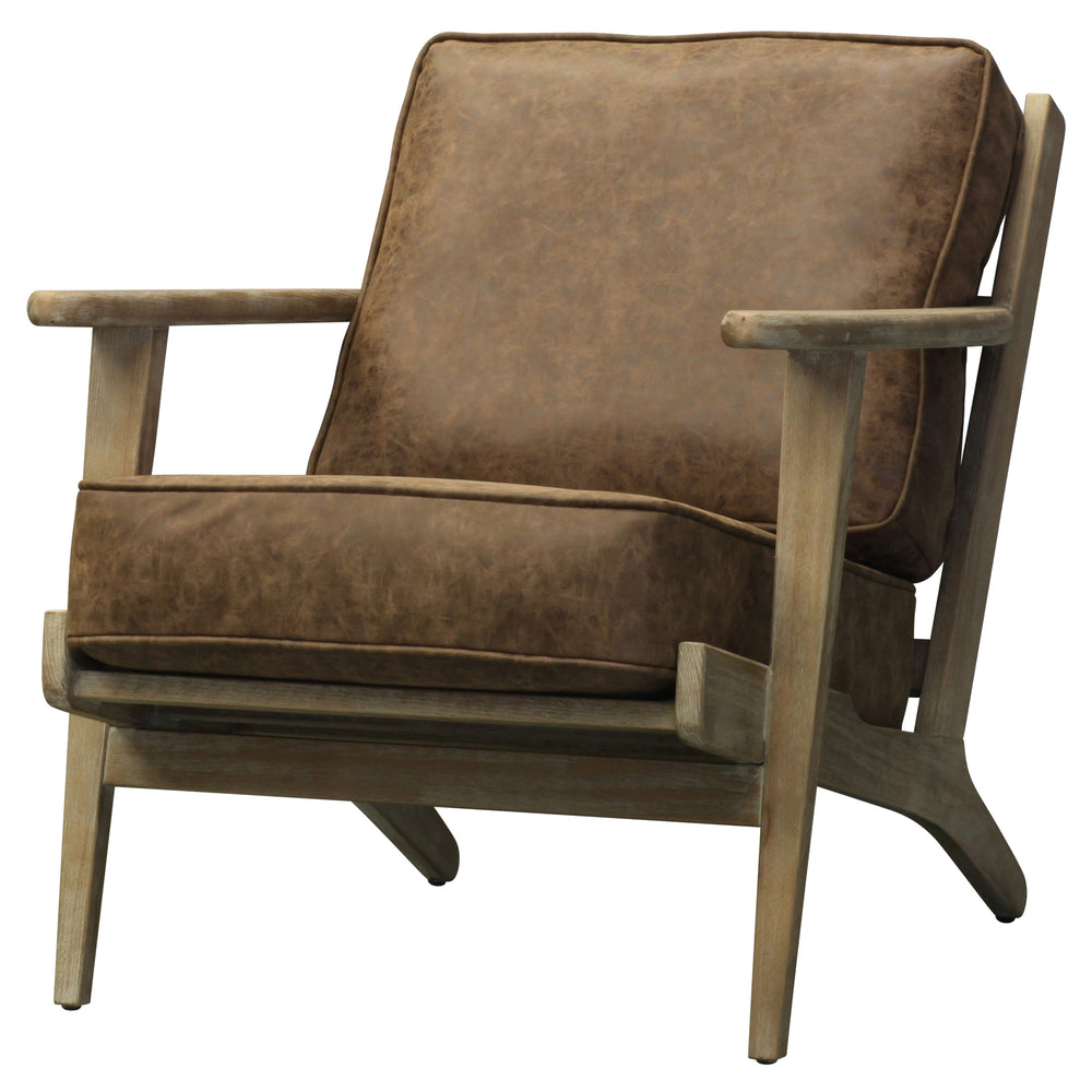 Albert Modern Leatherette Accent Chair - Plush Cushion, Solid Oak Frame, Perfect for Contemporary Spaces