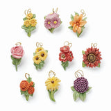 Fall Flowers 10-Piece Ornament Set