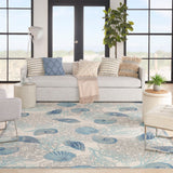 Nourison Waverly Sun N' Shade SND92 Outdoor Machine Made Power-loomed Indoor/outdoor Area Rug Ivory Blue 10' x 13' 99446894434