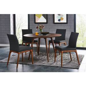 Devon Faux Leather Dining Chairs - Set of 2, Mid-Century Modern Style with Walnut Legs & Comfort