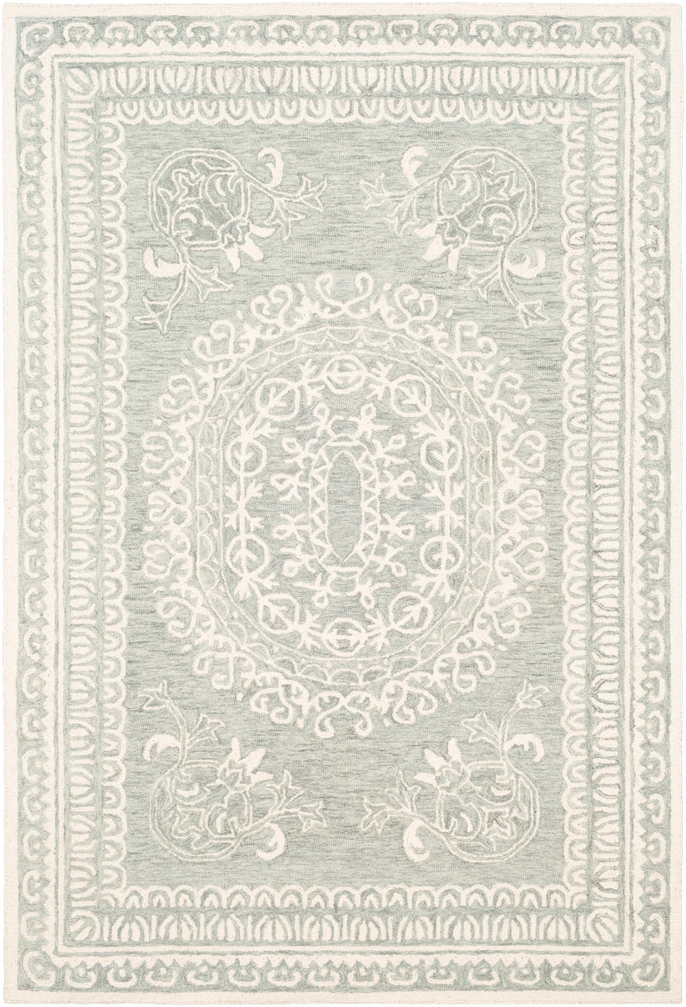 Newcastle NCS-2306 Traditional Wool Rug NCS2306-912 Seafoam, Sage, Cream 100% Wool 9' x 12'