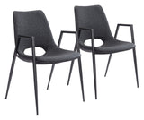 Zuo Modern Desi 100% Polyurethane, Plywood, Steel Modern Commercial Grade Dining Chair Set - Set of 2 Black 100% Polyurethane, Plywood, Steel