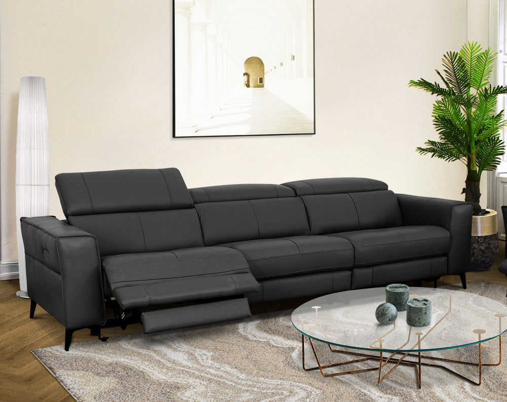 VIG Furniture Divani Casa Nella - Modern Black Leather Sofa w/ Electric Recliners VGKNE9193-BLK-4S