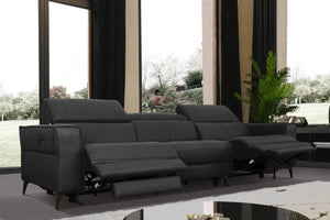 VIG Furniture Divani Casa Nella - Modern Black Leather Sofa w/ Electric Recliners VGKNE9193-BLK-4S