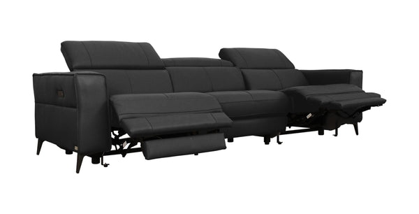 VIG Furniture Divani Casa Nella - Modern Black Leather Sofa w/ Electric Recliners VGKNE9193-BLK-4S