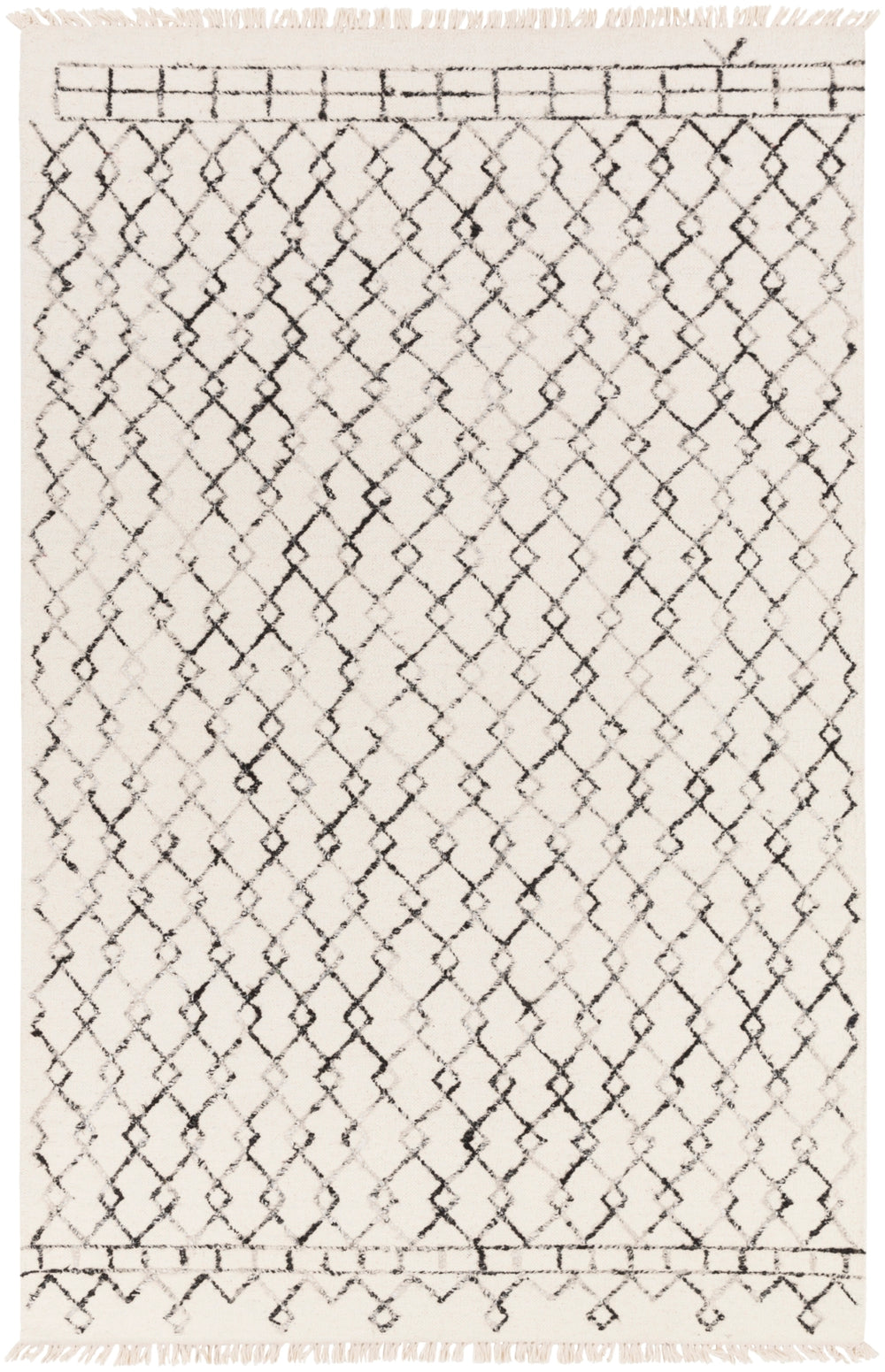 Nettie NET-1000 Global Wool, Viscose Rug NET1000-810 Cream, Black 80% Wool, 20% Viscose 8' x 10'