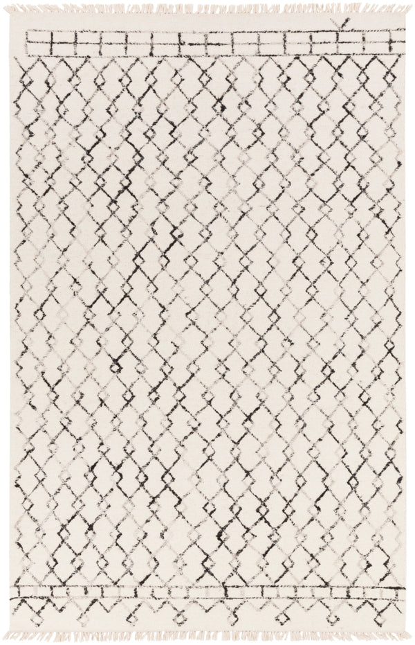 Nettie NET-1000 Global Wool, Viscose Rug NET1000-810 Cream, Black 80% Wool, 20% Viscose 8' x 10'