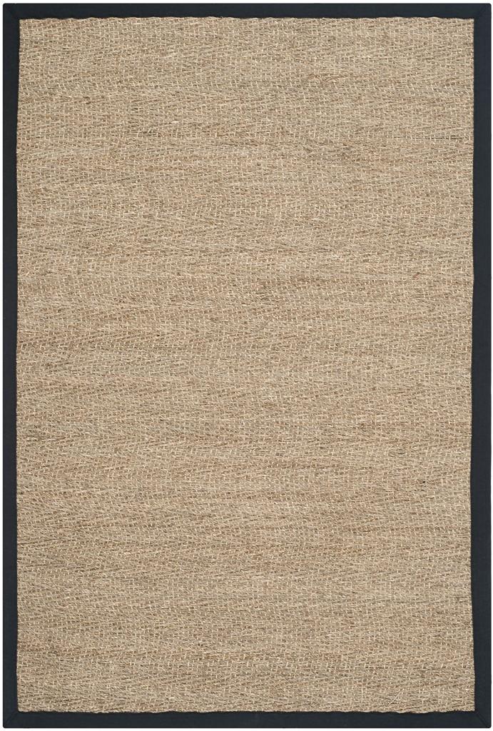 Natural Fiber Nf115  Power Loomed Seagrass Rug Natural / Black