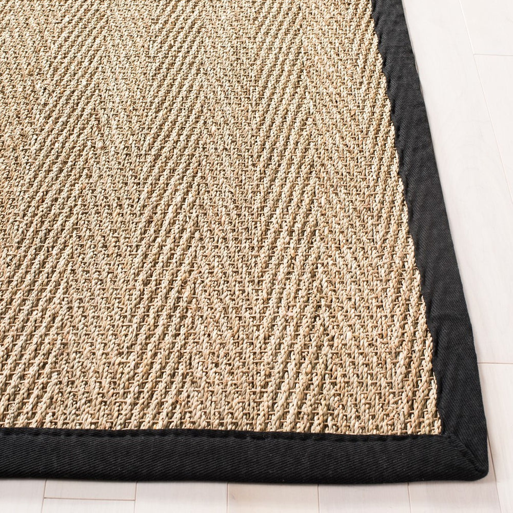 Natural Fiber Nf115  Power Loomed Seagrass Rug Natural / Black