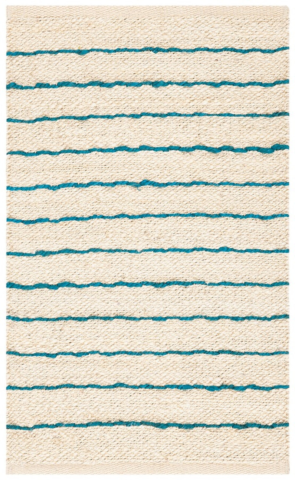 Natural Fiber 122 Contemporary Hand Woven 100% Jute Rug Blue / Natural