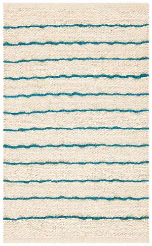 Natural Fiber 122 Contemporary Hand Woven 100% Jute Rug Blue / Natural