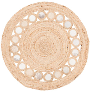 Safavieh Natural Fiber 370 Hand Woven 70% Jute and 30% Leather Contemporary Rug NF370F-4R