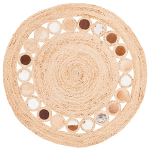 Safavieh Natural Fiber 370 Hand Woven 70% Jute and 30% Leather Contemporary Rug NF370T-4R