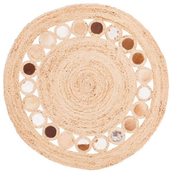 Safavieh Natural Fiber 370 Hand Woven 70% Jute and 30% Leather Contemporary Rug NF370T-4R