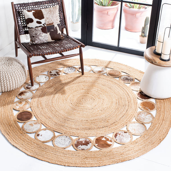 Safavieh Natural Fiber 370 Hand Woven 70% Jute and 30% Leather Contemporary Rug NF370T-4R