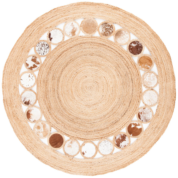 Safavieh Natural Fiber 370 Hand Woven 70% Jute and 30% Leather Contemporary Rug NF370T-4R