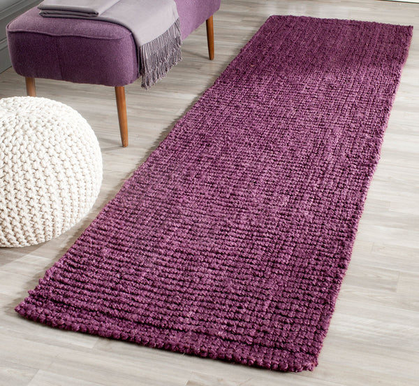 Natural Fiber N447  Hand Woven 100% Jute Pile Rug Purple