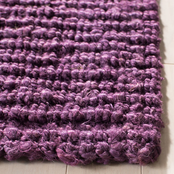 Natural Fiber N447  Hand Woven 100% Jute Pile Rug Purple