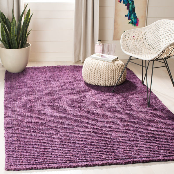 Natural Fiber N447  Hand Woven 100% Jute Pile Rug Purple
