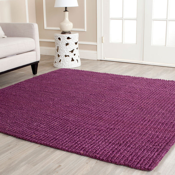 Natural Fiber N447  Hand Woven 100% Jute Pile Rug Purple