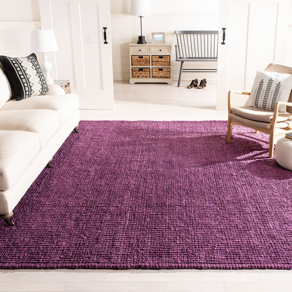 Natural Fiber N447  Hand Woven 100% Jute Pile Rug Purple