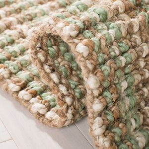 Natural Fiber N447  Hand Woven 100% Jute Pile Rug Sage / Natural