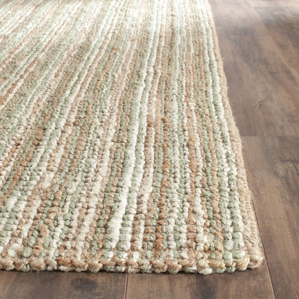Natural Fiber N447  Hand Woven 100% Jute Pile Rug Sage / Natural