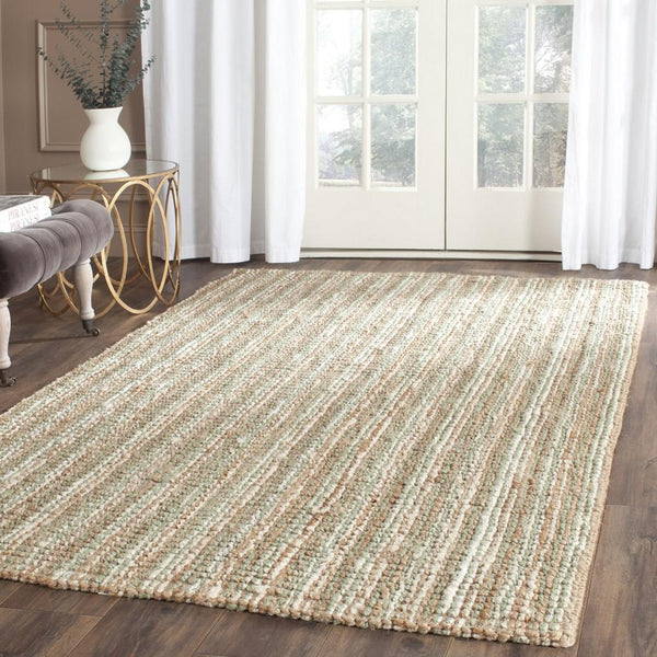 Natural Fiber N447  Hand Woven 100% Jute Pile Rug Sage / Natural