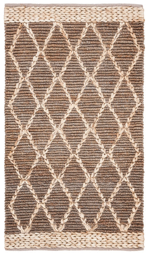 Natural Fiber 951 Natural Fiber Hand Loomed 80% Jute, 20% Cotton Rug Natural / Grey