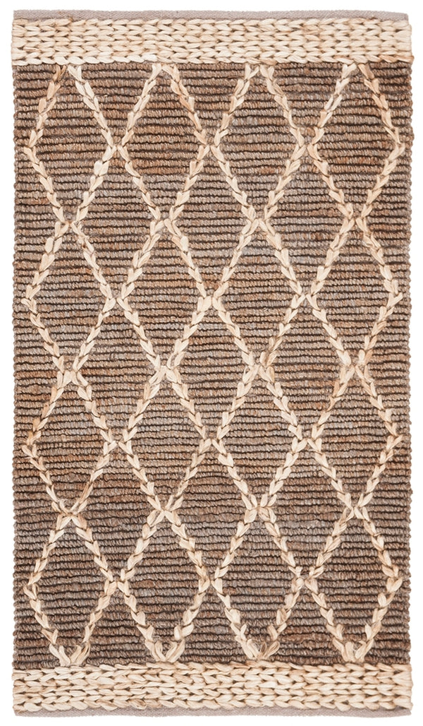 Natural Fiber 951 Natural Fiber Hand Loomed 80% Jute, 20% Cotton Rug Natural / Grey