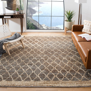 Natural Fiber 951 Natural Fiber Hand Loomed 80% Jute, 20% Cotton Rug Natural / Grey