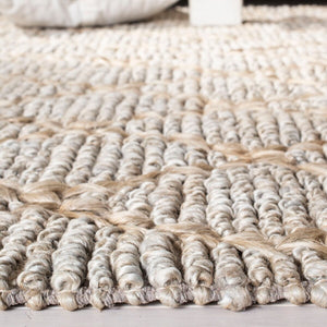Natural Fiber 951 Natural Fiber Hand Loomed 80% Jute, 20% Cotton Rug Silver
