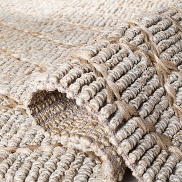 Natural Fiber 951 Natural Fiber Hand Loomed 80% Jute, 20% Cotton Rug Silver