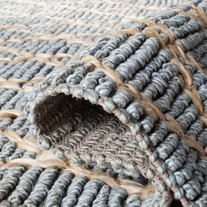 Natural Fiber 951 Natural Fiber Hand Loomed 80% Jute, 20% Cotton Rug Light Blue