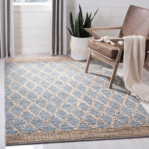 Natural Fiber 951 Natural Fiber Hand Loomed 80% Jute, 20% Cotton Rug Light Blue