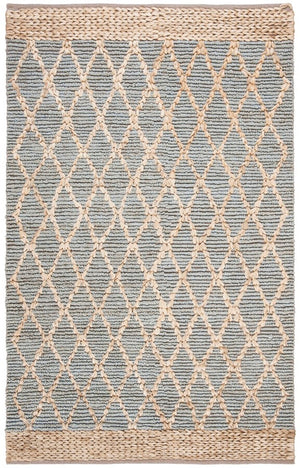 Natural Fiber 951 Natural Fiber Hand Loomed 80% Jute, 20% Cotton Rug Light Blue