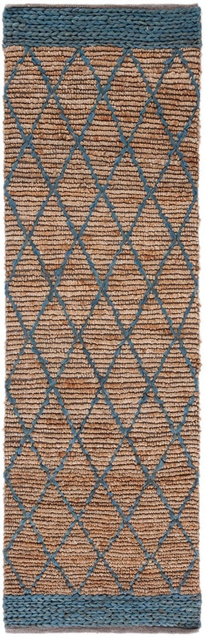 Natural Fiber 951 Hand Loomed 80% Jute, 20% Cotton Natural Fiber Rug Natural / Navy 80% Jute, 20% Cotton NF951N-9